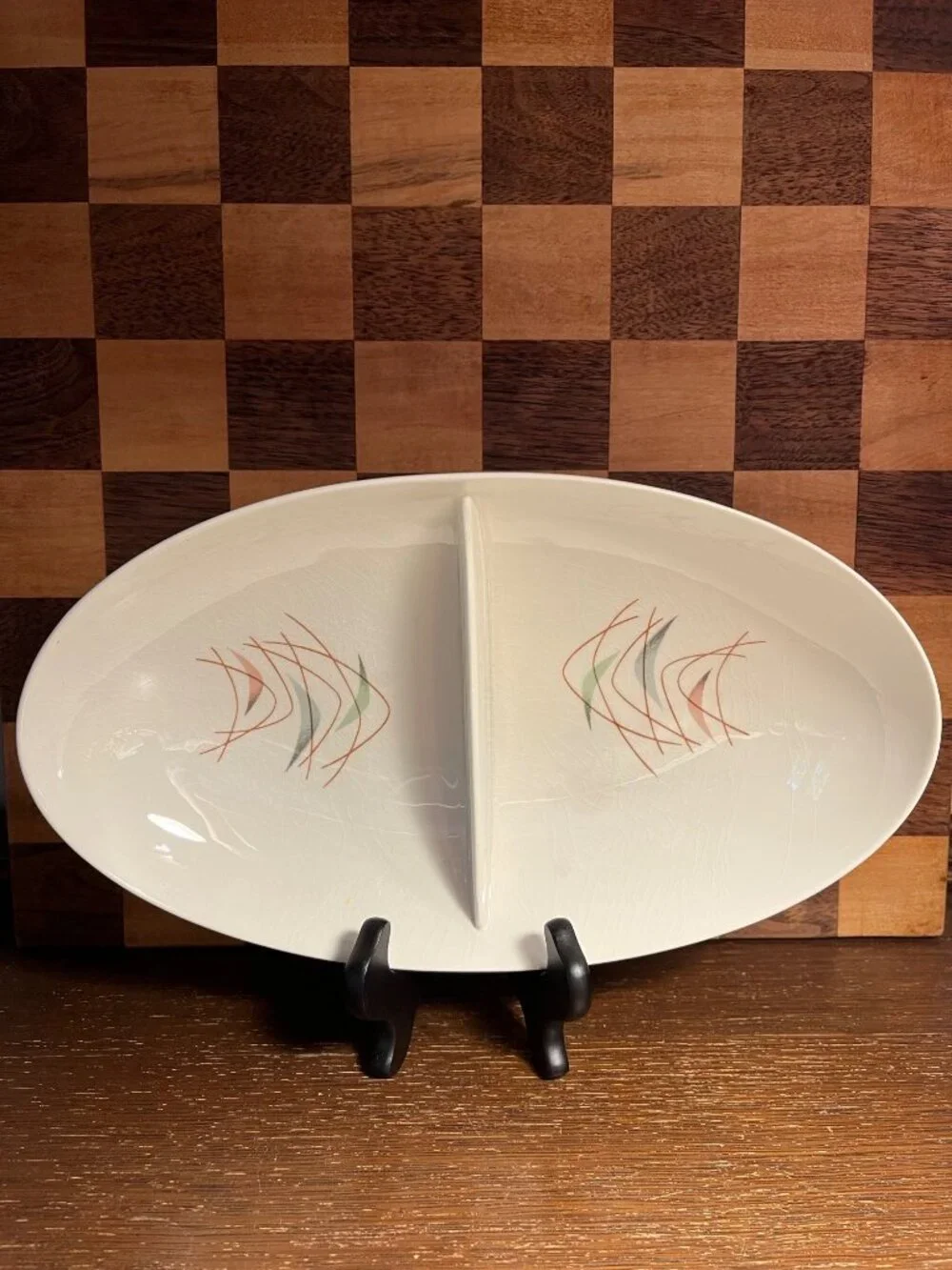 Fransiscan Whiteware Swing Time Divided Bowl A645, crazing